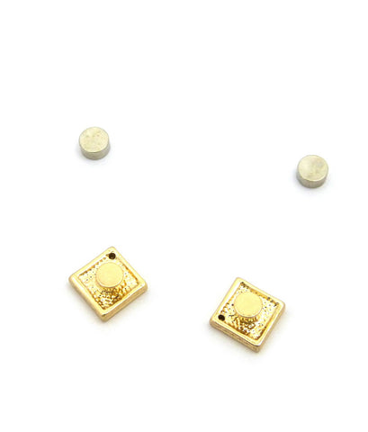 Nyfashion101 6 Stone Row Square Shape Stud Magnetic Earrings
