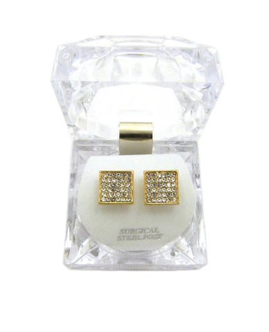 Nyfashion101 6 Stone Row Square Shape Stud Pierced Earrings