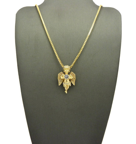 Nyfashion101 Baby Winged Angel Holding Gem Pendant W/ Chain Necklace