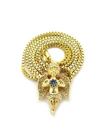 nyfashion101 Baby Winged Angel Holding Gem Pendant w/ Chain Necklace