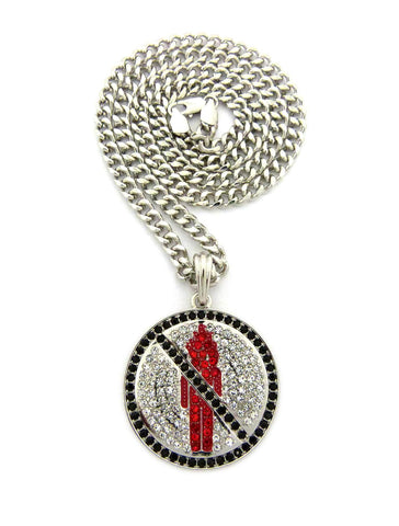 Nyfashion101 Black Stone Stud Border Rapper Music Video Monster Logo Pendant W/ 24" Chain Necklace