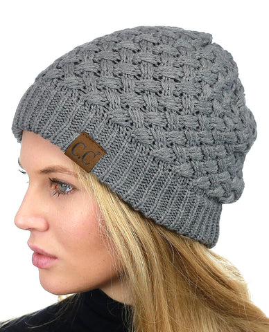 Nyfashion101 C.C Basketweave Knit Warm Inner Lined Soft Stretch Skully Beanie Hat