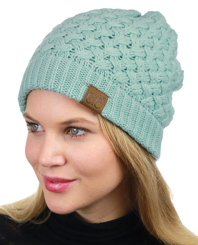 nyfashion101 C.C Basketweave Knit Warm Inner Lined Soft Stretch Skully Beanie Hat