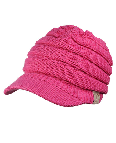 Nyfashion101 C.C BeanieTail Cotton Blend All Season Messy High Bun Ponytail Visor Beanie Cap