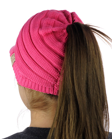 nyfashion101 C.C BeanieTail Cotton Blend All Season Messy High Bun Ponytail Visor Beanie Cap