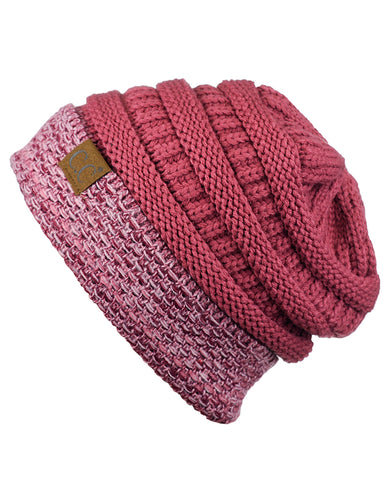 nyfashion101 C.C Cable Knit Soft Stretch Multicolor Stitch Cuff Skully Beanie Hat