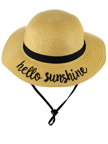 Nyfashion101 C.C Children's Weaved Crushable Beach Embroidered Quote Flop Brim Sun Hat