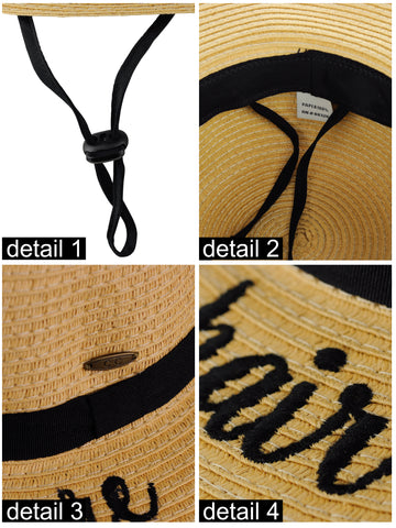 Nyfashion101 C.C Children's Weaved Crushable Beach Embroidered Quote Flop Brim Sun Hat