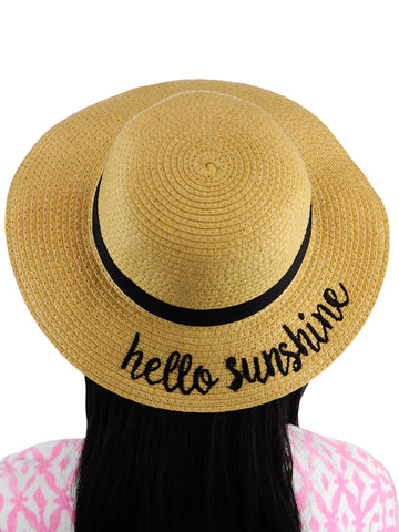 nyfashion101 C.C Children's Weaved Crushable Beach Embroidered Quote Flop Brim Sun Hat