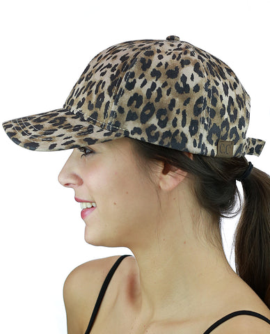 Nyfashion101 C.C Leopard Print Faux Suede Adjustable Precurved Bill Baseball Cap Hat