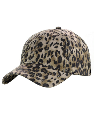 nyfashion101 C.C Leopard Print Faux Suede Adjustable Precurved Bill Baseball Cap Hat