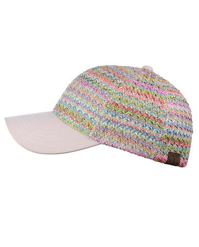 Nyfashion101 C.C Multicolored Paper Straw Weaved Adjustable Precurved Baseball Cap Hat