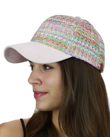 Nyfashion101 C.C Multicolored Paper Straw Weaved Adjustable Precurved Baseball Cap Hat