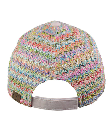 Nyfashion101 C.C Multicolored Paper Straw Weaved Adjustable Precurved Baseball Cap Hat