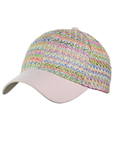nyfashion101 C.C Multicolored Paper Straw Weaved Adjustable Precurved Baseball Cap Hat