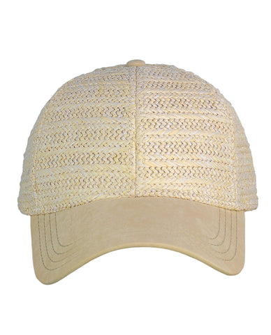 Nyfashion101 C.C Paper Straw Weaved Panel Precurved Suede Feel Brim Baseball Cap Hat