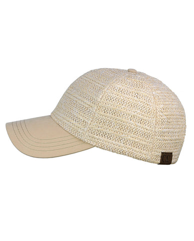 Nyfashion101 C.C Paper Straw Weaved Panel Precurved Suede Feel Brim Baseball Cap Hat