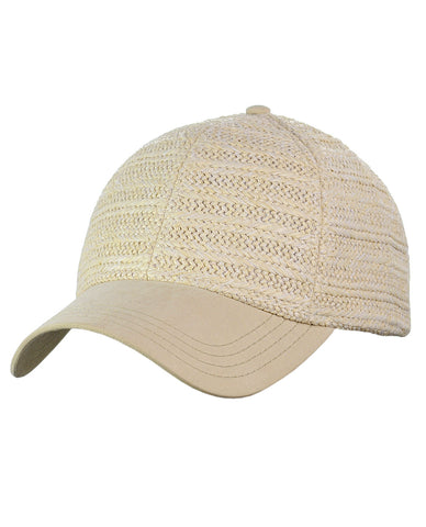 nyfashion101 C.C Paper Straw Weaved Panel Precurved Suede Feel Brim Baseball Cap Hat