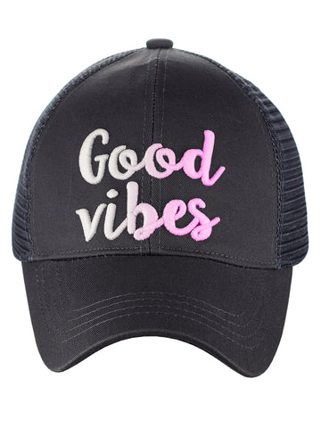 nyfashion101 C.C Ponycap Color Changing Embroidered Quote Adjustable Trucker Baseball Cap Good Vibes nyfashion101 C.C Ponycap Color Changing Embroidered Quote Adjustable Trucker Baseball Cap Good Vibes