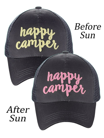 Nyfashion101 C.C Ponycap Color Changing Embroidered Quote Adjustable Trucker Baseball Cap Happy Camper