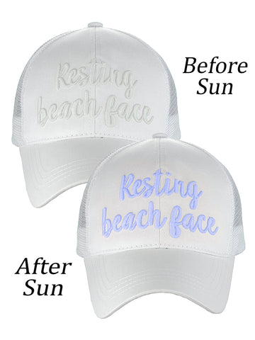 Nyfashion101 C.C Ponycap Color Changing Embroidered Quote Adjustable Trucker Baseball Cap Resting Beach Face