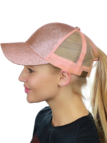 nyfashion101 C.C Ponycap Messy High Bun Ponytail Adjustable Glitter Mesh Trucker Baseball Cap Rose Gold nyfashion101 C.C Ponycap Messy High Bun Ponytail Adjustable Glitter Mesh Trucker Baseball Cap Rose Gold