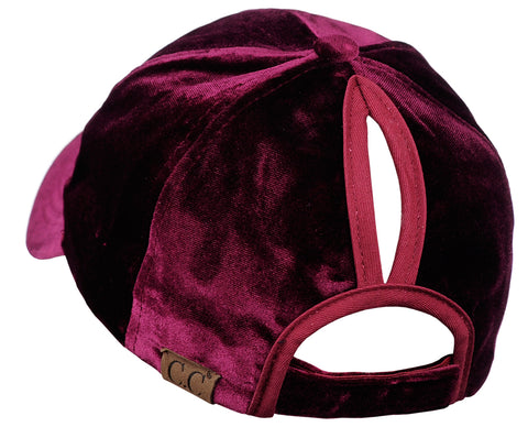 Nyfashion101 C.C Ponycap Messy High Bun Ponytail Soft Velvet Adjustable Baseball Cap Hat