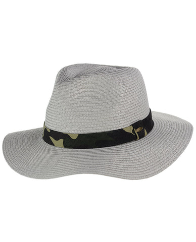 Nyfashion101 C.C Teardrop Dent Paper Woven Panama Sun Beach Hat With Camouflage Band