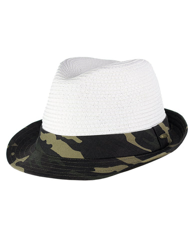 Nyfashion101 C.C. Unisex Camouflage Band And Brim Weaved Fedora Trilby Hat