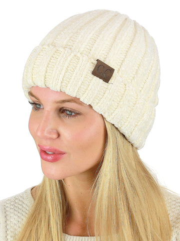 Nyfashion101 C.C Unisex Chenille Soft Warm Stretchy Thick Cuffed Knit Beanie Cap Hat