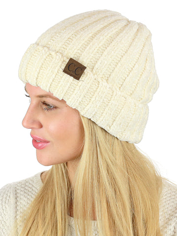 Nyfashion101 C.C Unisex Chenille Soft Warm Stretchy Thick Cuffed Knit Beanie Cap Hat