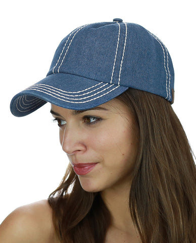 Nyfashion101 C.C Unisex Denim Adjustable Velcro Strap Low Profile Baseball Cap Hat