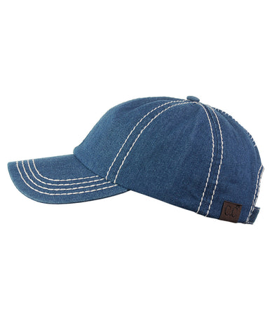 Nyfashion101 C.C Unisex Denim Adjustable Velcro Strap Low Profile Baseball Cap Hat