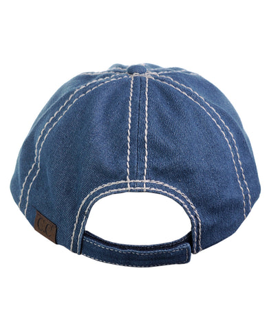 Nyfashion101 C.C Unisex Denim Adjustable Velcro Strap Low Profile Baseball Cap Hat