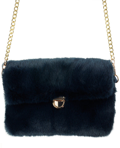 Nyfashion101 C.C Women's Evening Faux Fur Fuzzy Crossbody Shoulder Bag Envelope Clutch Purse