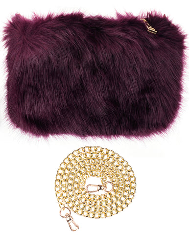 nyfashion101 C.C Women's Evening Faux Fur Fuzzy Crossbody Shoulder Bag Clutch Purse