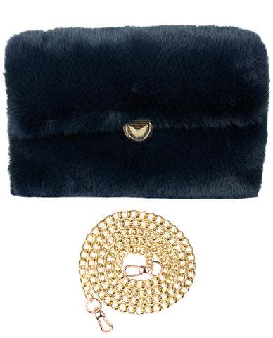 nyfashion101 C.C Women's Evening Faux Fur Fuzzy Crossbody Shoulder Bag Envelope Clutch Purse