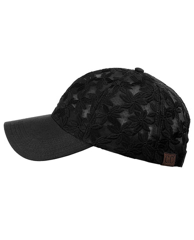 Nyfashion101 C.C Women's Floral Lace Panel Vented Adjustable Precurved Baseball Cap Hat