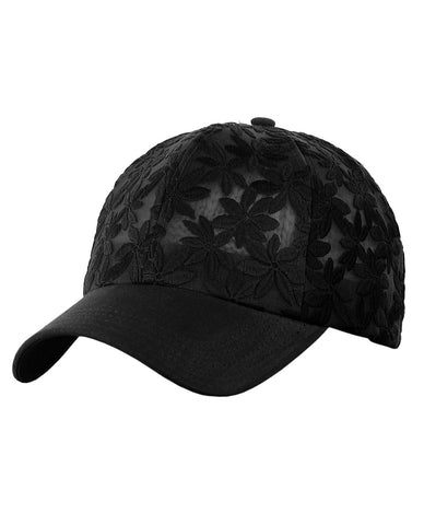 nyfashion101 C.C Women's Floral Lace Panel Vented Adjustable Precurved Baseball Cap Hat