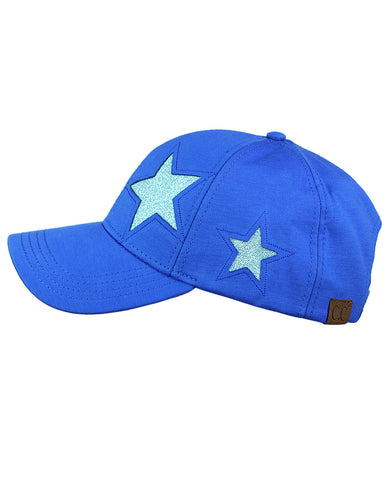 Nyfashion101 C.C Women's Glitter Star Cut Design Cotton Adjustable Precurved Baseball Cap Hat