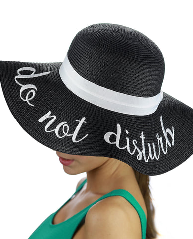 Nyfashion101 C.C Women's Paper Weaved Crushable Beach Embroidered Quote Floppy Brim Sun Hat Do Not Disturb