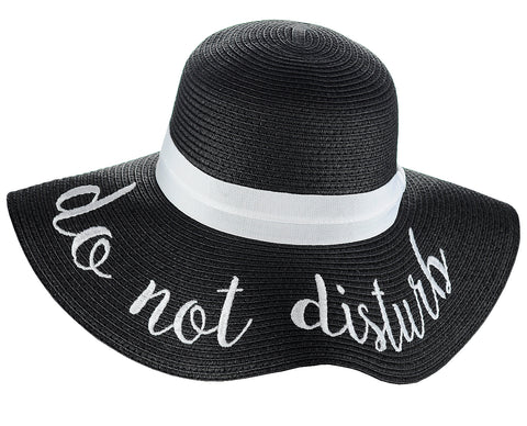 Nyfashion101 C.C Women's Paper Weaved Crushable Beach Embroidered Quote Floppy Brim Sun Hat Do Not Disturb