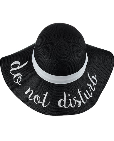 Nyfashion101 C.C Women's Paper Weaved Crushable Beach Embroidered Quote Floppy Brim Sun Hat Do Not Disturb