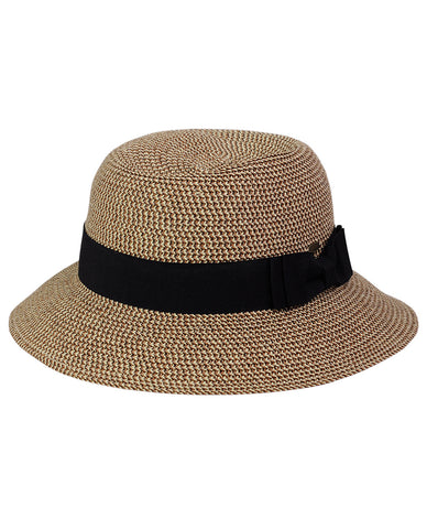 nyfashion101 C.C Women's Paper Woven Cloche Bucket Hat with Black Bow Band nyfashion101 C.C Women's Paper Woven Cloche Bucket Hat with Black Bow Band