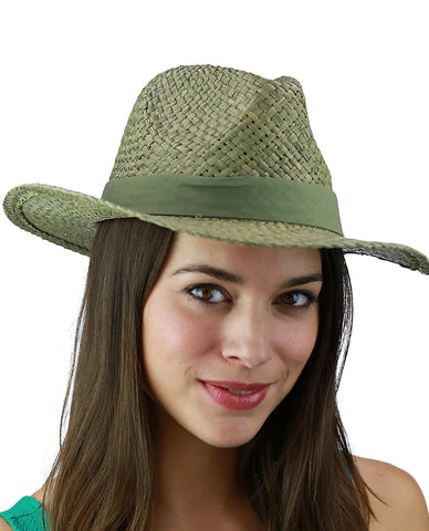 Nyfashion101 C.C Women's Raffia Straw Weaved Panama Sun Hat With Ribbon Trim
