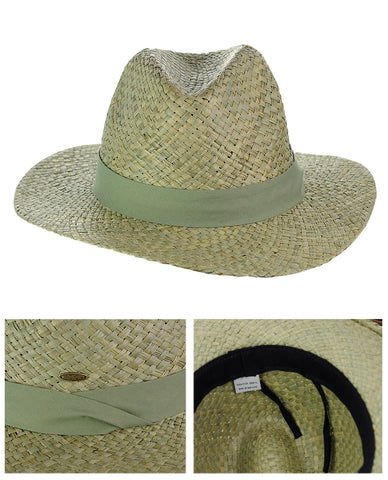 Nyfashion101 C.C Women's Raffia Straw Weaved Panama Sun Hat With Ribbon Trim