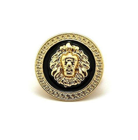 nyfashion101 Celebrity Style Shiny Gold-Tone/Black Lion Head Stretch Base Ring XR47G