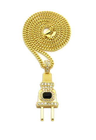 Nyfashion101 Colored Center Gemstone Power Plug Pendant With Chain Necklace New On Amazon