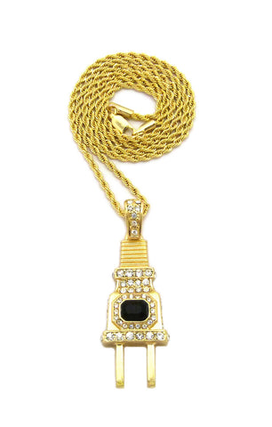 Nyfashion101 Colored Center Gemstone Power Plug Pendant With Chain Necklace New On Amazon