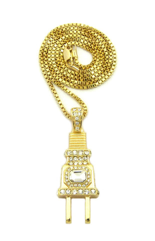 Nyfashion101 Colored Center Gemstone Power Plug Pendant With Chain Necklace New On Amazon